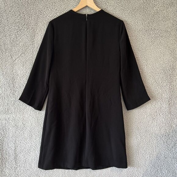 Lauren Ralph Lauren Dress Medium 10 Keyhole Neck 3/4 Sleeve Knee Length Black - Picture 9 of 15